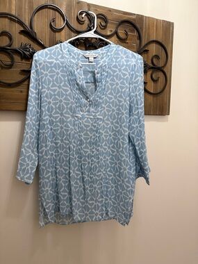 Counterparts Light Blue Printed Pintuck Tunic